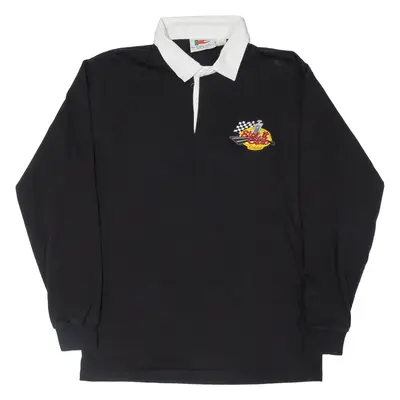 RUGBY COLOURS Slot It Club Mens Polo Shirt Black Long Sleeve M
