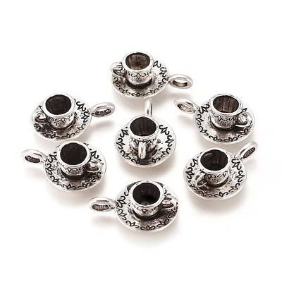 Coffee Cup Tibetan Style Alloy Pendants