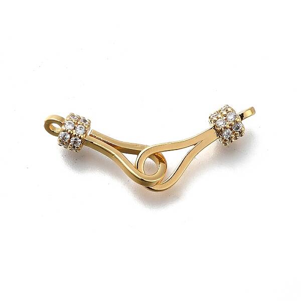 Brass Micro Pave Clear Cubic Zirconia Hook and S-Hook Clasps