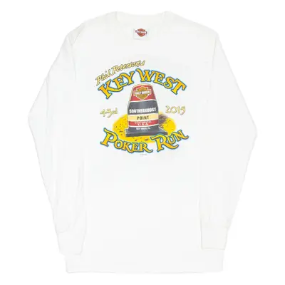 HARLEY DAVIDSON Mens T-Shirt White Long Sleeve S