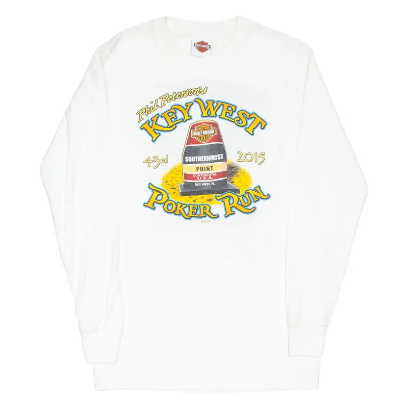 HARLEY DAVIDSON Mens T-Shirt White Long Sleeve S