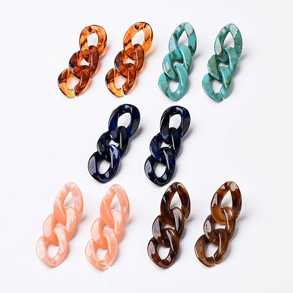 Acrylic Curb Chain Ear Studs