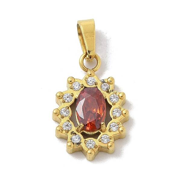 Ion Plating(IP) 304 Stainless Steel Micro Pave Cubic Zirconia Pendants