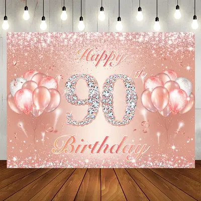 Aperturee Slight Rose Gold Balloon 90Th Birthday Backdrop