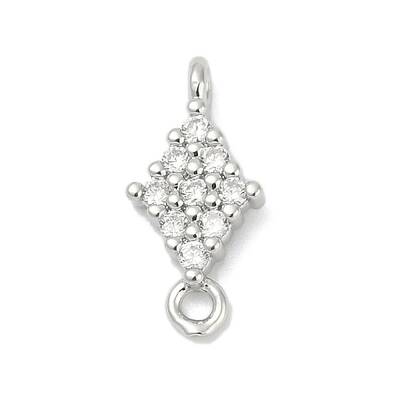Brass Micro Pave Clear Cubic Zirconia Connector Charms