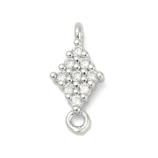 Brass Micro Pave Clear Cubic Zirconia Connector Charms