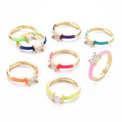 Brass Enamel Cuff Rings
