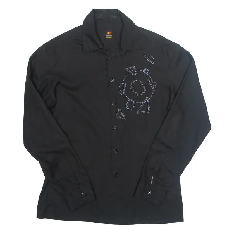 ENERGIE Mens Plain Shirt Black Long Sleeve L