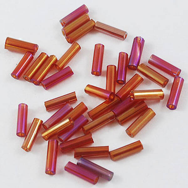 Transparent Colours Rainbow Glass Bugle Beads
