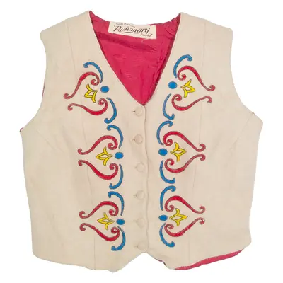 ROSEMARY PARIS Womens Waistcoat Beige 90s S