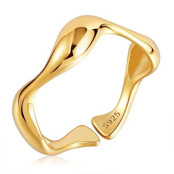 925 Sterling Silver Wave Open Cuff Ring for Women