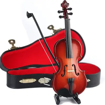Mini Violin Musical Instrument with Bow, 1 Count Stand, Score & Storage Case for Beginner Boys & Girls , Portable Musical Toy...