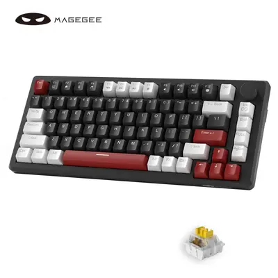 Magegee STAR75 Mechanical Gaming Keyboard with Knob Control, Backlit Wired Gaming Keyboard with Switch, Tactile Feedback K...