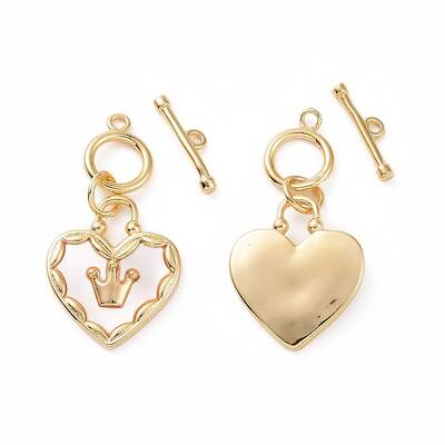 Brass with Shell Toggle Clasps