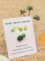 Summer 2024 Cute Mini Resin Turtle with Card, 1 Count Envelope Supplies for Gift, Greeting Card Inspirational Gifts for Fami...