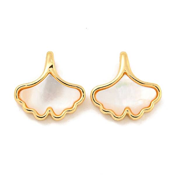 Natural Shell & Brass Gingko Leaf Charms