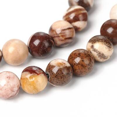 Natural Zebra Jasper Round Bead Strands