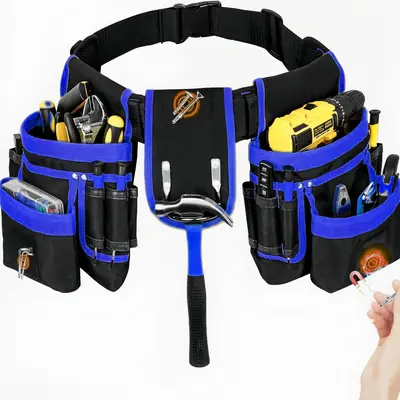 26-pockets Tool Belt, Magnetic Tool Pouch, Detachable & Adjustable Heavy Duty Tool Pouch Bag for Electrician, Carpenter, Cons...