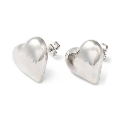 Rack Plating Brass Heart Stud Earrings