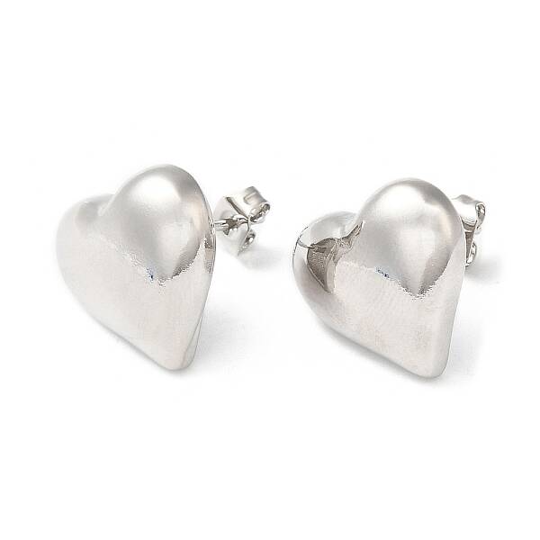 Rack Plating Brass Heart Stud Earrings