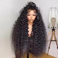 Bling Hair Kinky Curly Brazilian 13x4 Transparent Lace Front Wigs Human Hair 180% Density Curly HD Lace Front Wigs  For Black...