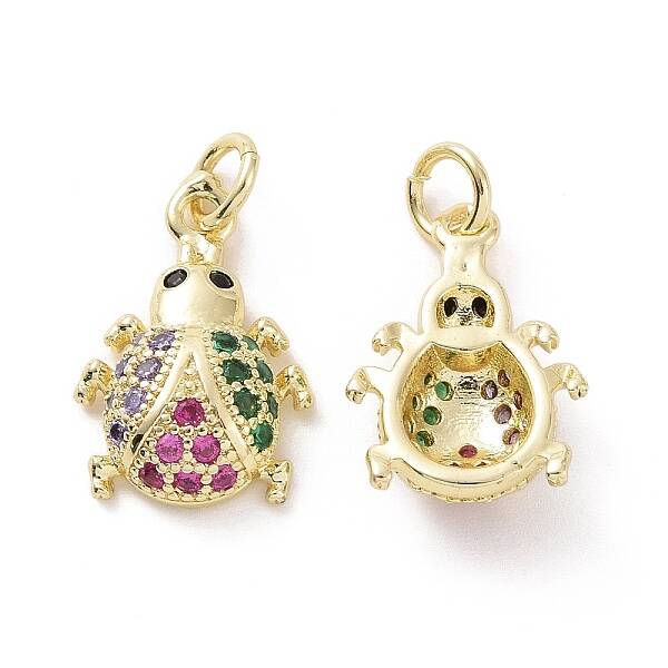 Brass Micro Pave Colorful Cubic Zirconia Pendants