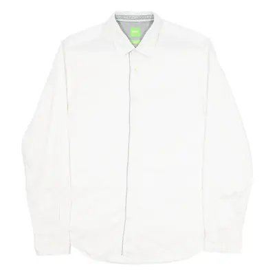 HUGO BOSS Modern Fit Mens Plain Shirt White Long Sleeve M