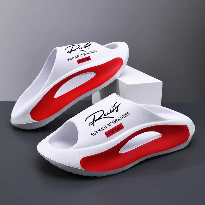 Men's new summer trend hollow sports outdoor sandals - lightweight EVA material, personalized letter printing, fashionable co...