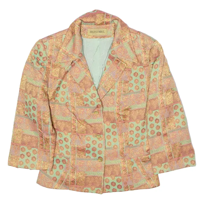 HELENA SOREL Womens Blazer Jacket Pink 90s Patchwork UK 8