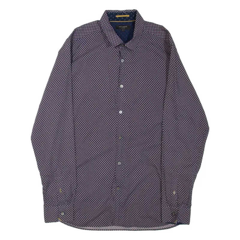 TED BAKER Mens Shirt Blue Geometric Long Sleeve M