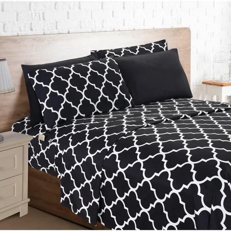 Elegant Comfort 6-Piece Moroccan Trellis Sheet Set - Hotel-Quality Softness with Smart Pocket Design