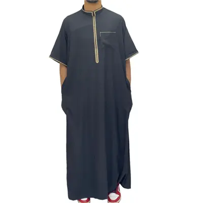 Timeless Elegance: Men's Durable Kaftan Thobe with Gold Details