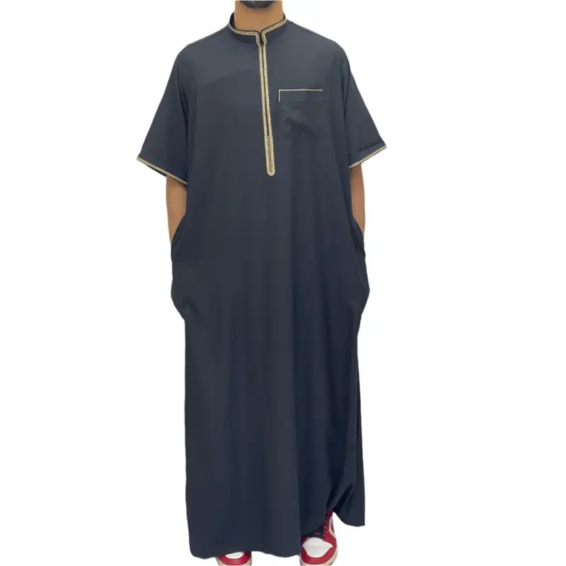 Timeless Elegance: Men's Durable Kaftan Thobe with Gold Details