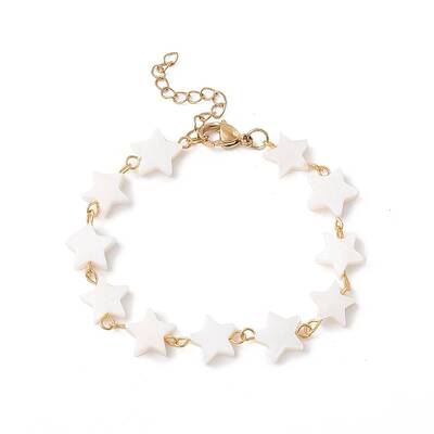 Natural Shell Star Link Chain Bracelet