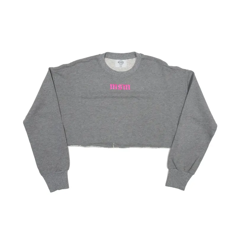 MSM Cropped Sweatshirt Grey Crew Neck Womens S