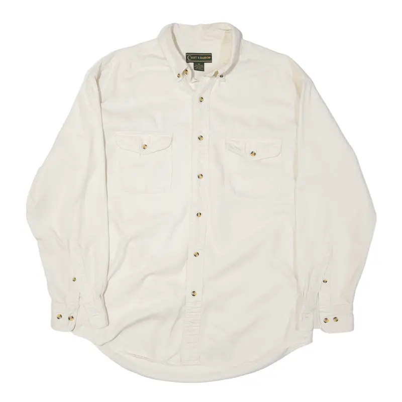 CROFT & BARROW Plain Shirt Cream 90s Long Sleeve Mens M