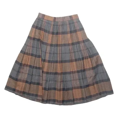 Womens Pleated Skirt Grey Knee Length Check XXS
