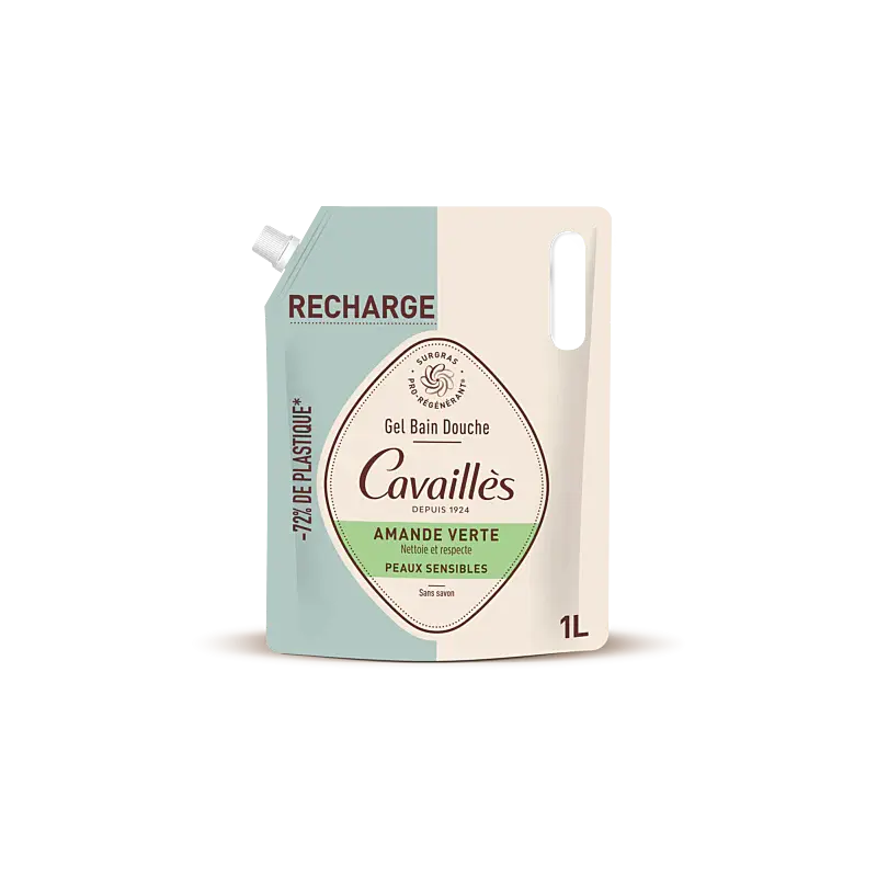 Cavaillès Eco-refill Bath and Shower Gel Green Almond 1L