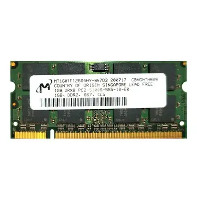 Micron MT16HTF12864HY-667D3 | 1GB DDR2-667MHz PC2-5300 Non-ECC Unbuffered SODIMM CL5 2Rx8 1.8V 200-Pin Memory Module