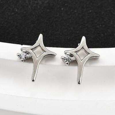 Brass Micro Pave Clear Cubic Zirconia Stud Earrings