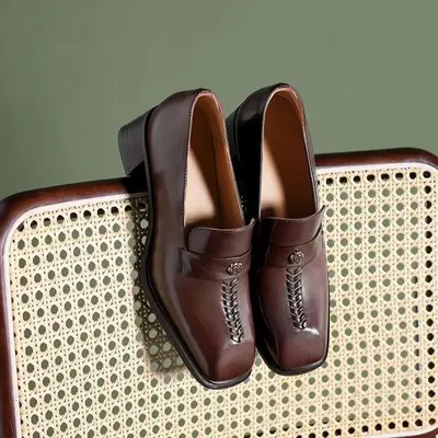CHIKO Baruna Square Toe Block Heels Loafers Shoes