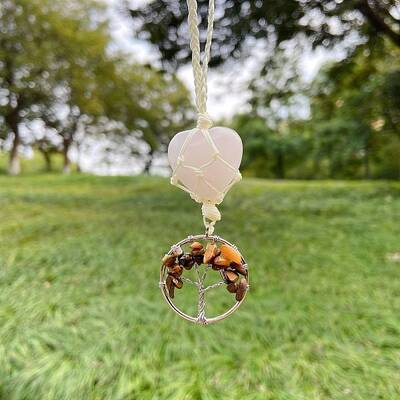 Heart Natural Rose Quartz Pendant Decoration