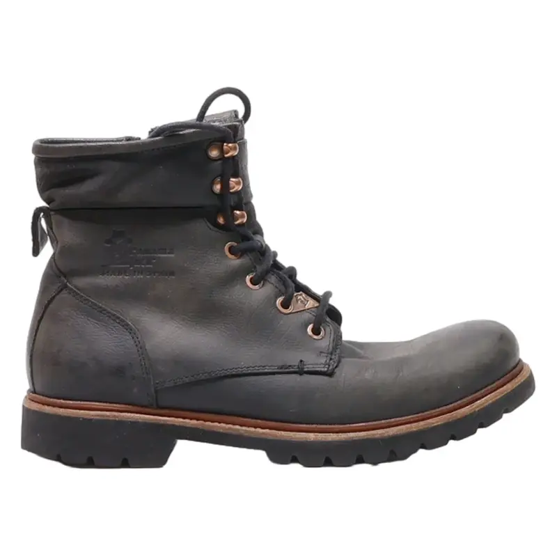 NATURAL LIFE & STYLE Lace-Up Boots Black Leather Mens UK 7