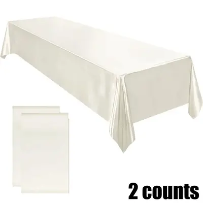 Solid Color Satin Tablecloth, 2 Counts Rectangular Tablecloth, Table Decoration Supplies for Home Party Wedding Anniversary