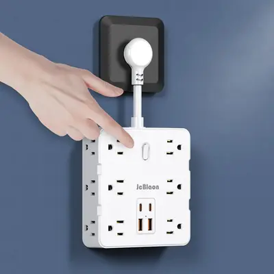 16-in-1 Power Strip with Switch & Surge Protective Socket, Multifunctional Power Strip with 12 AC Outlets & 2 USB & 2 Type-C...