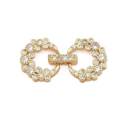 Brass Micro Pave Clear Cubic Zirconia Fold Over Clasps