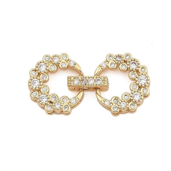 Brass Micro Pave Clear Cubic Zirconia Fold Over Clasps
