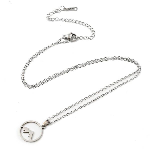 Non-Tarnish 201 Stainless Steel Mountain Pendant Necklace with Cable Chains