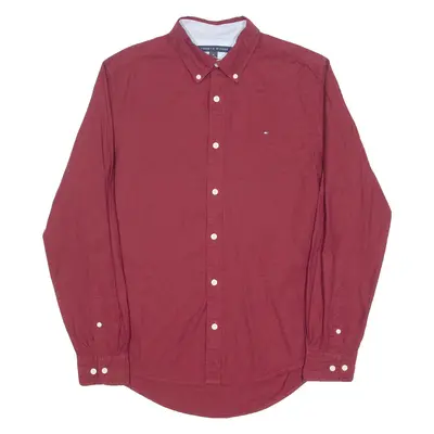 NAUTICA Mens Plain Shirt Maroon Long Sleeve M