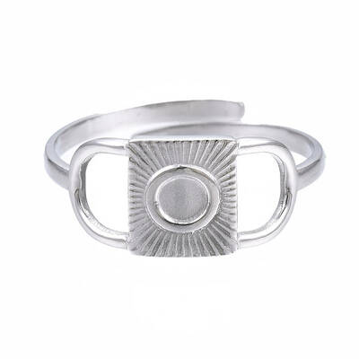 Non-Tarnish 304 Stainless Steel Rectangle Open Cuff Ring
